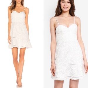 Bardot Lace Eyelet Embroidered Floral Sweetheart Tiered Dress